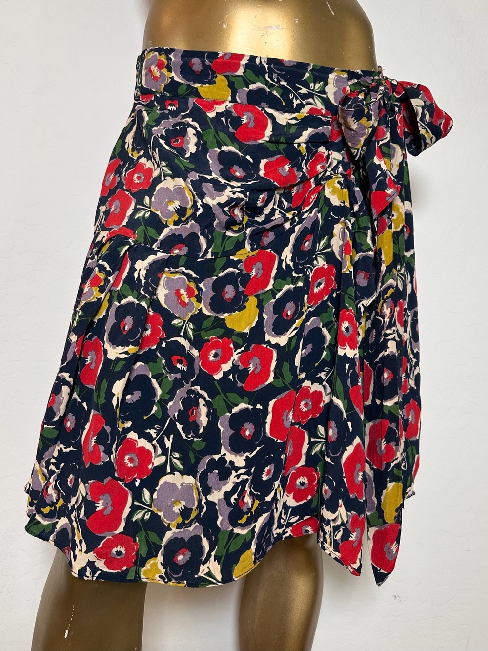 Y2K Maple by Same Old Rubies Floral Faux Wrap Skirt Viscose Cotton Lined Medium